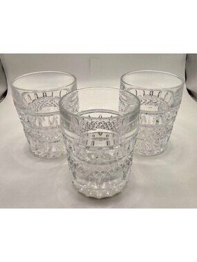 Vintage Bohemia Glasgow Lead Crystal Patterned Tumbler Glasses Set Of 3 Clear